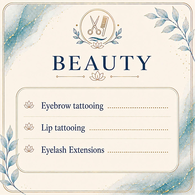 Beauty menu