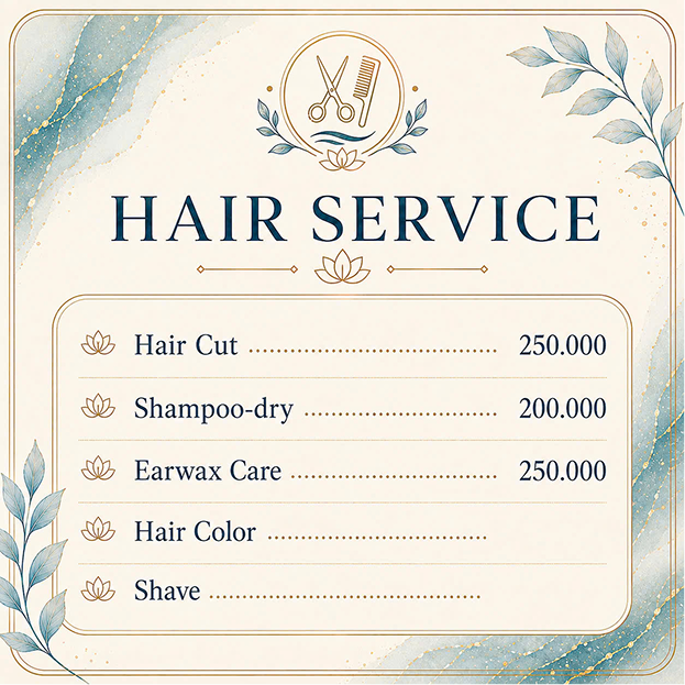 Hair Service menu